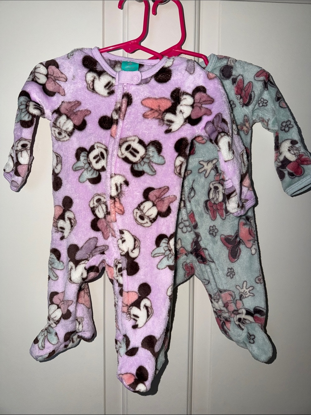 Disney Minnie Mouse Fleece Footed One-Piece Pajamas - Lavender & Mint